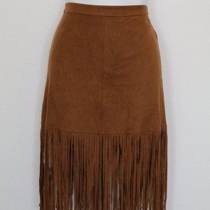 FOREVER 21 FRINGE Suede MINI SKIRT Dance - XS - NWT